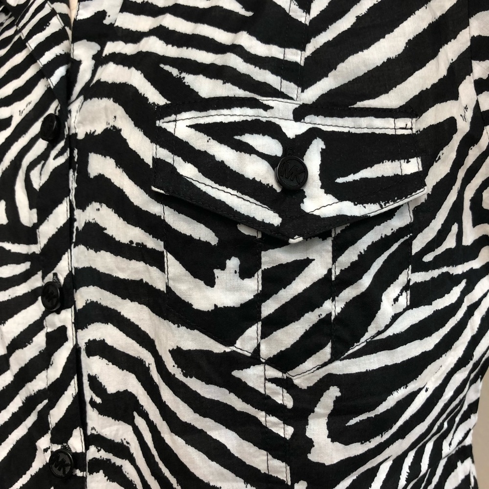 Michael Kors Zebra Print Button Down Career Shirt - Picture 6 of 10